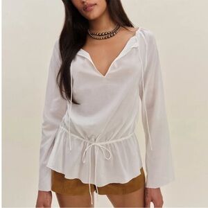 NWOT Reformation Orianne Peasant Bohemian Blouse Top Shirt Size Small